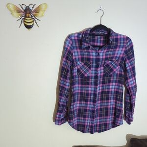 Derek Heart Pink and Blue Plaid Shirt